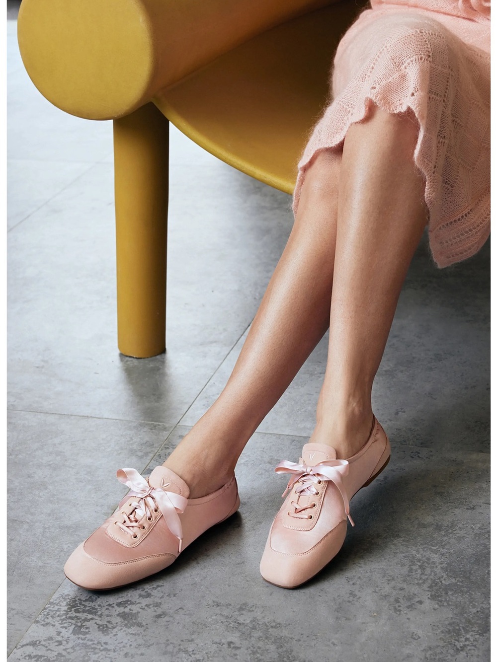 NWT VIVAIA Yanka Pink Satin Sneakerina Ballet Flats 36.5